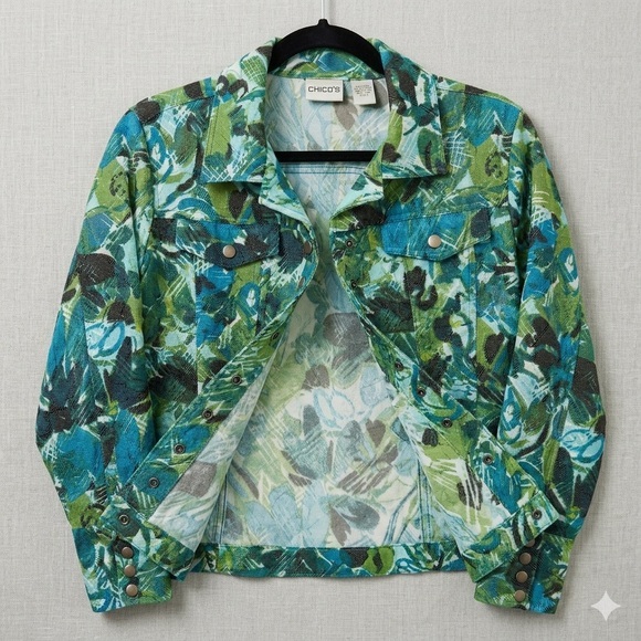 Chico's Jackets & Blazers - Chico’s Abstract Floral Tapestry Jacket Size 2 (L/12-14)